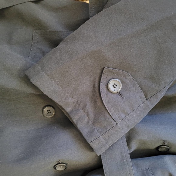 London Fog Black Double Breasted Trench Coat Zip-out Lining Size 12 Reg - Picture 9 of 10